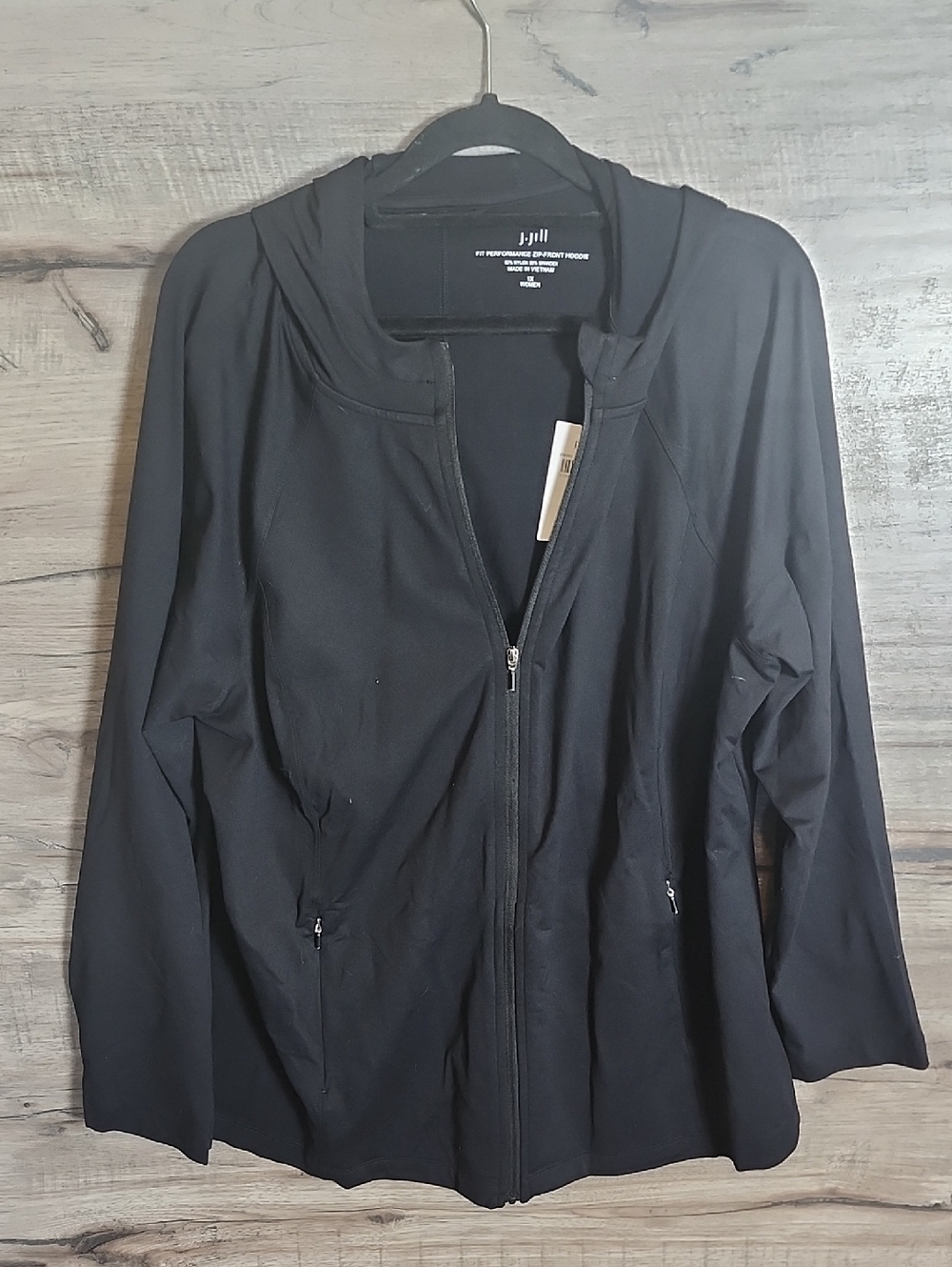 J. Jill Fit Performance Zip-Front Hoodie In Black